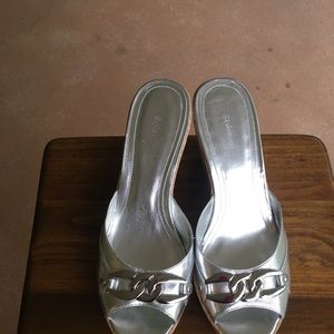Style & Co Silver Leather Sandals/Mules